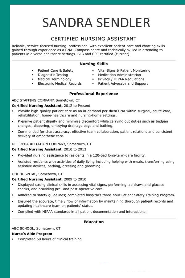Nurce Assistant 2023 resume template
