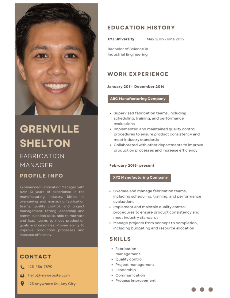fabrication manager resume template