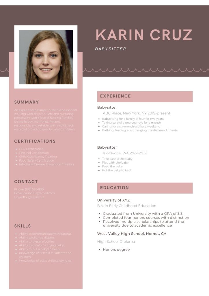 One page resume template