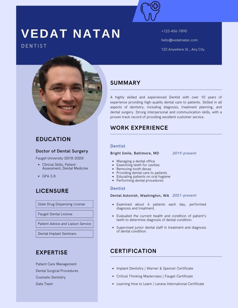 One page resume template