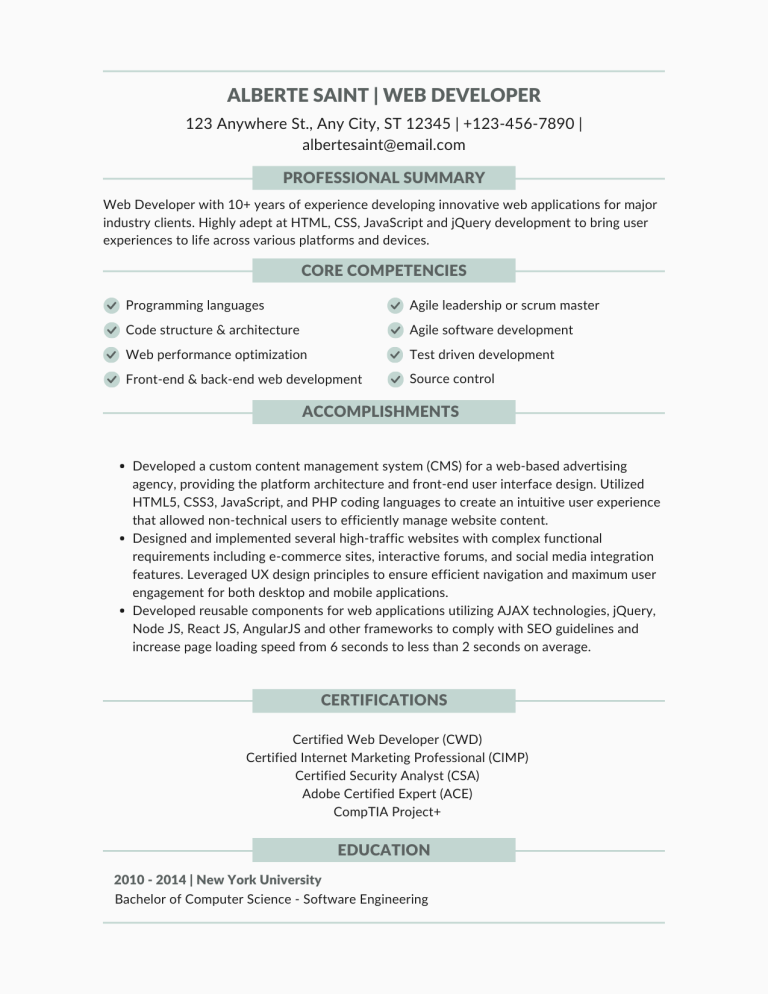 Functional resume format