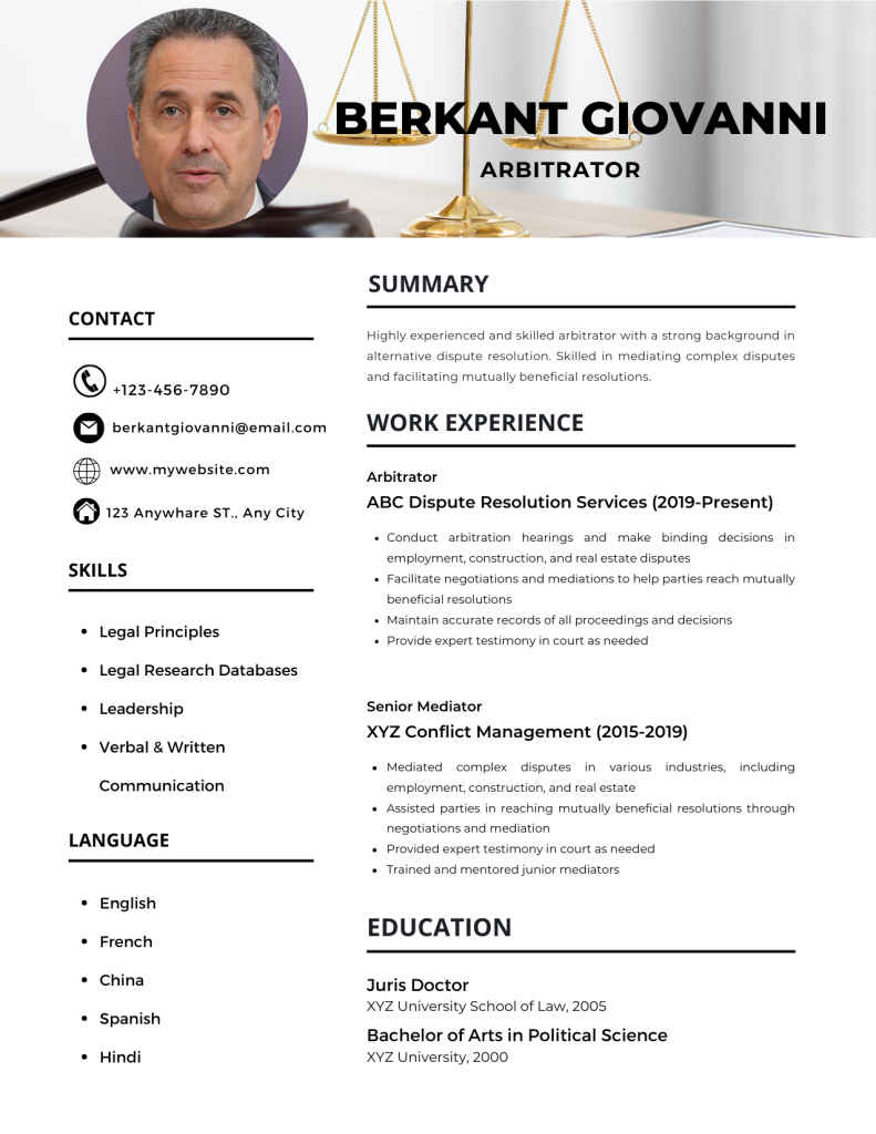 Legal resume example