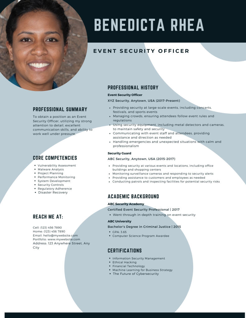 Security resume example