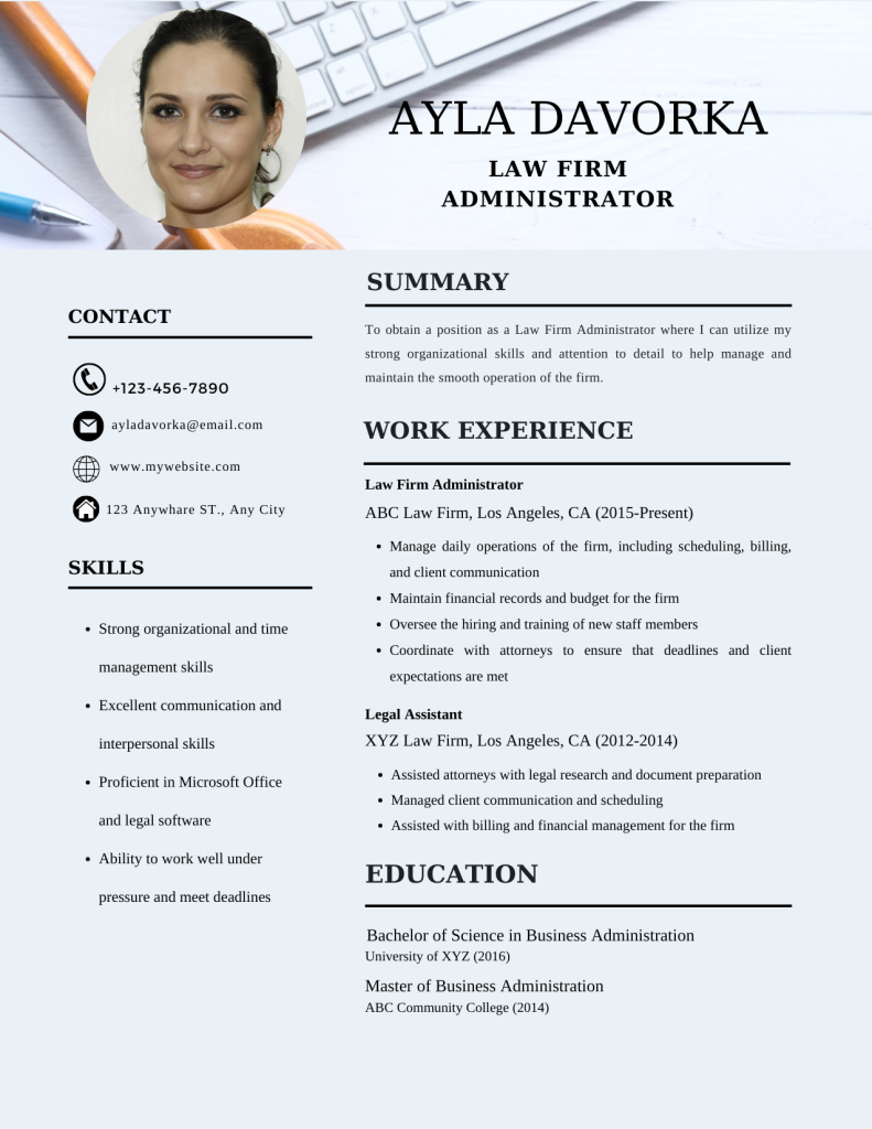 Legal resume example