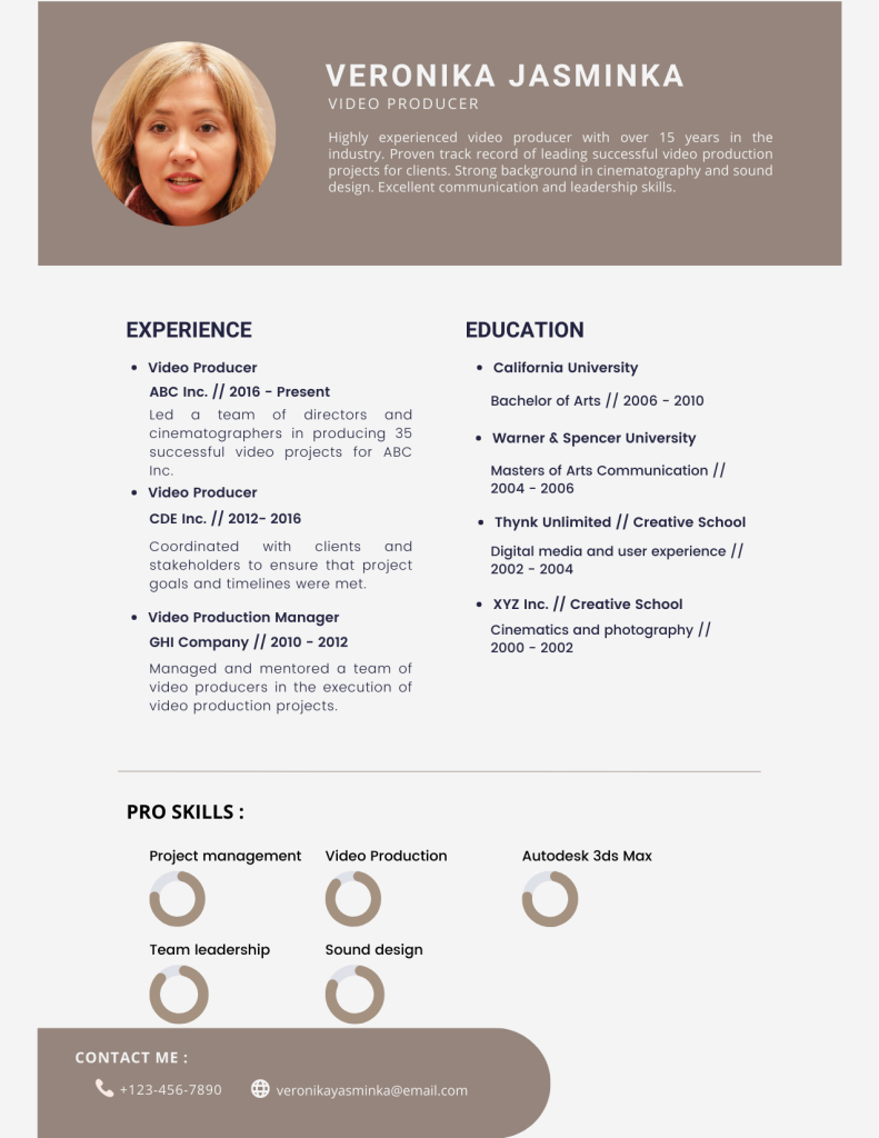 video producer resume template